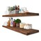 Sorbus Wood Floating Shelves for Wall - 35” Solid Wood Wall Shelves for Bathroom Decor, Books, Bedroom & Living Room - Set of 2 Black Wall Mounted Kitchen Shelves - Durable 100% Premium Solid Pine